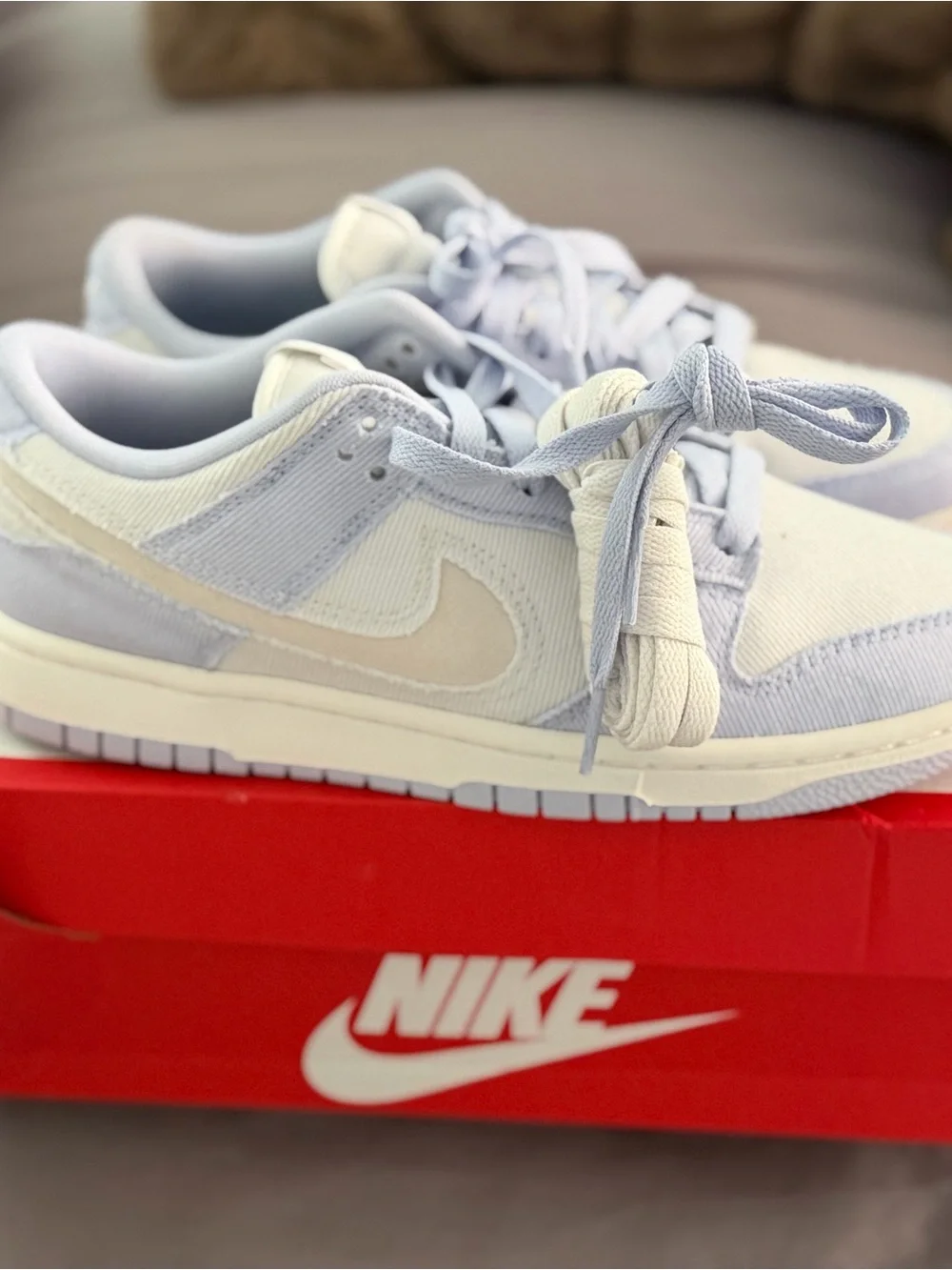 Nike Dunk Low Sneakers in Pale Blue and Off-White